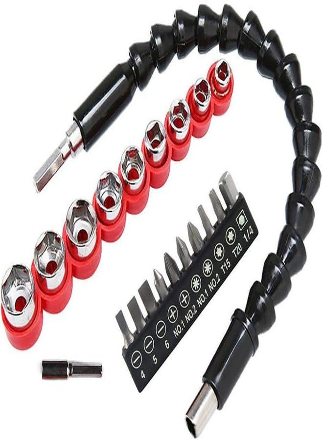 Inditrust مجموعة رؤوس مفكات براغي مرنة من إنديترست، مقاس التمديد 1/4 بوصة، مجموعة رؤوس مفكات براغي (21 قطعة) - Image 1